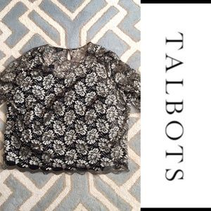 TALBOTS 3/4 Lace line blouse Black/Gold 22WP